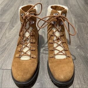 Marc Fisher Tan Suede Lace-Up Boots
